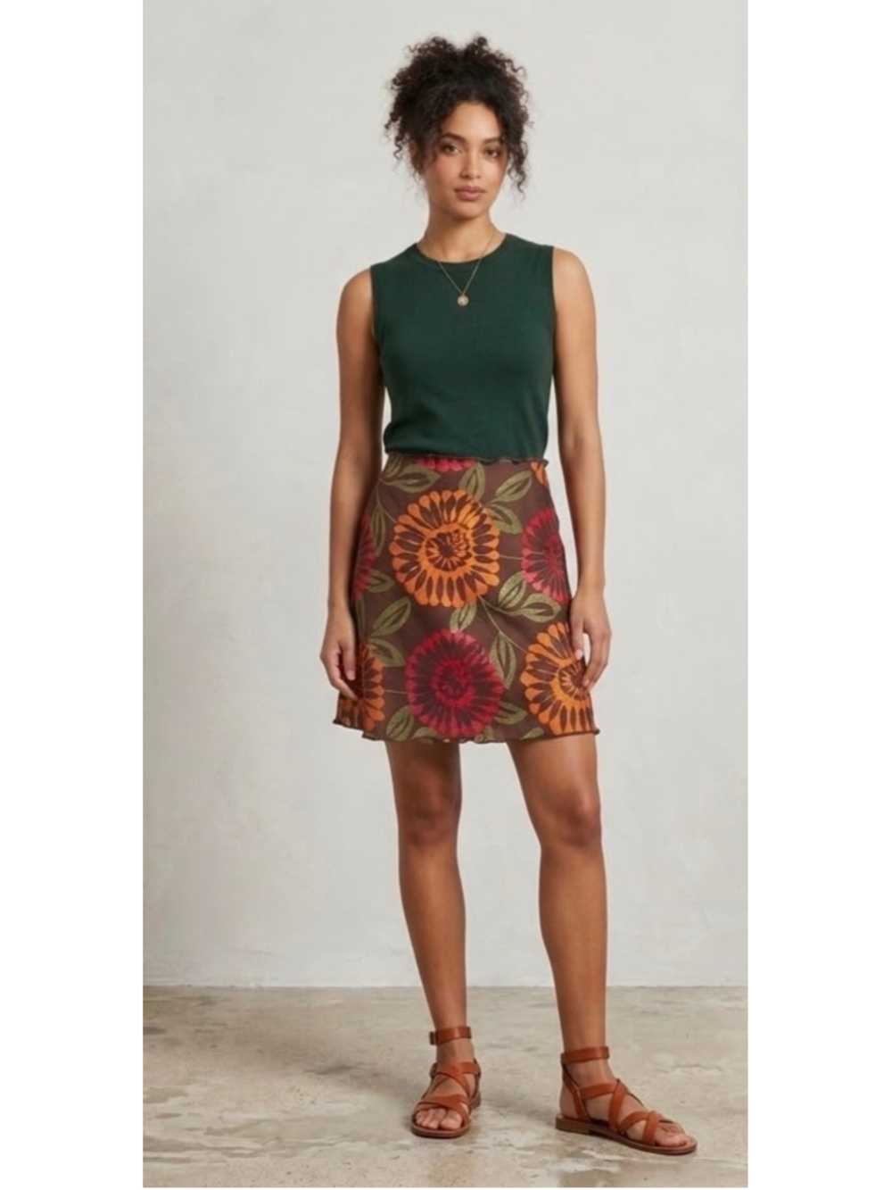 Haystacks Switchbacks Reversible Skirt Medium Floral Zig Zag Boho Travel EUC 70s